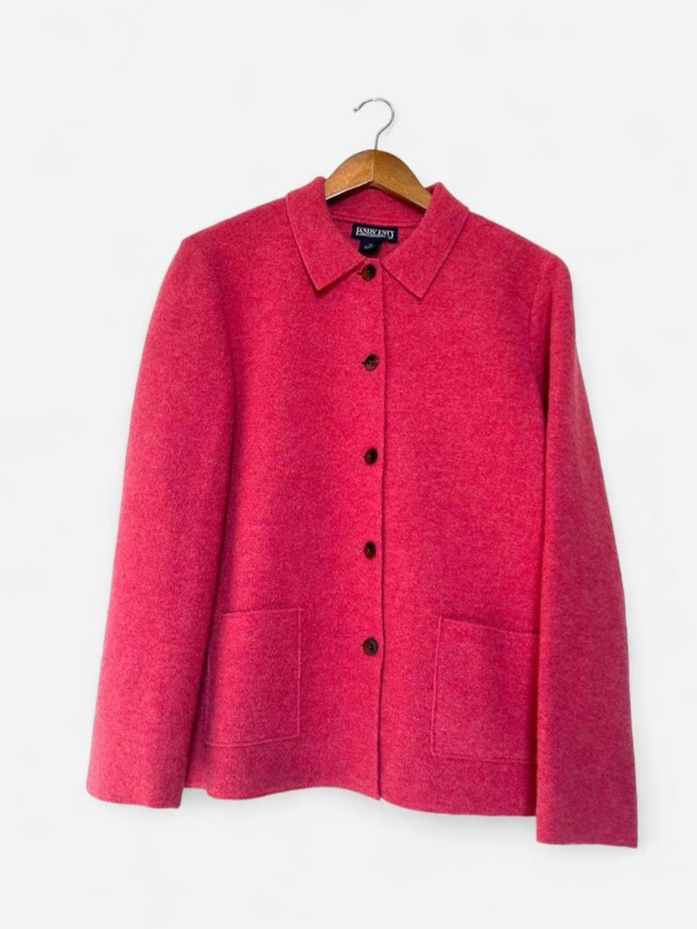 Land’s End 100% Wool Button-Front Jacket in Raspberry - Picture 3 of 6